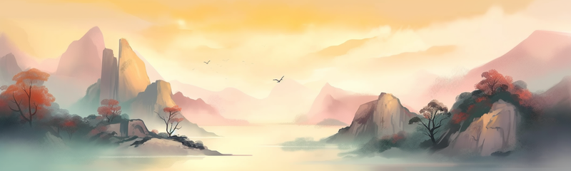 山水河流复古风意境自然景观中式风水墨画,插画/手绘图,插画/手绘图库,插画/手绘图下载,插画/手绘
